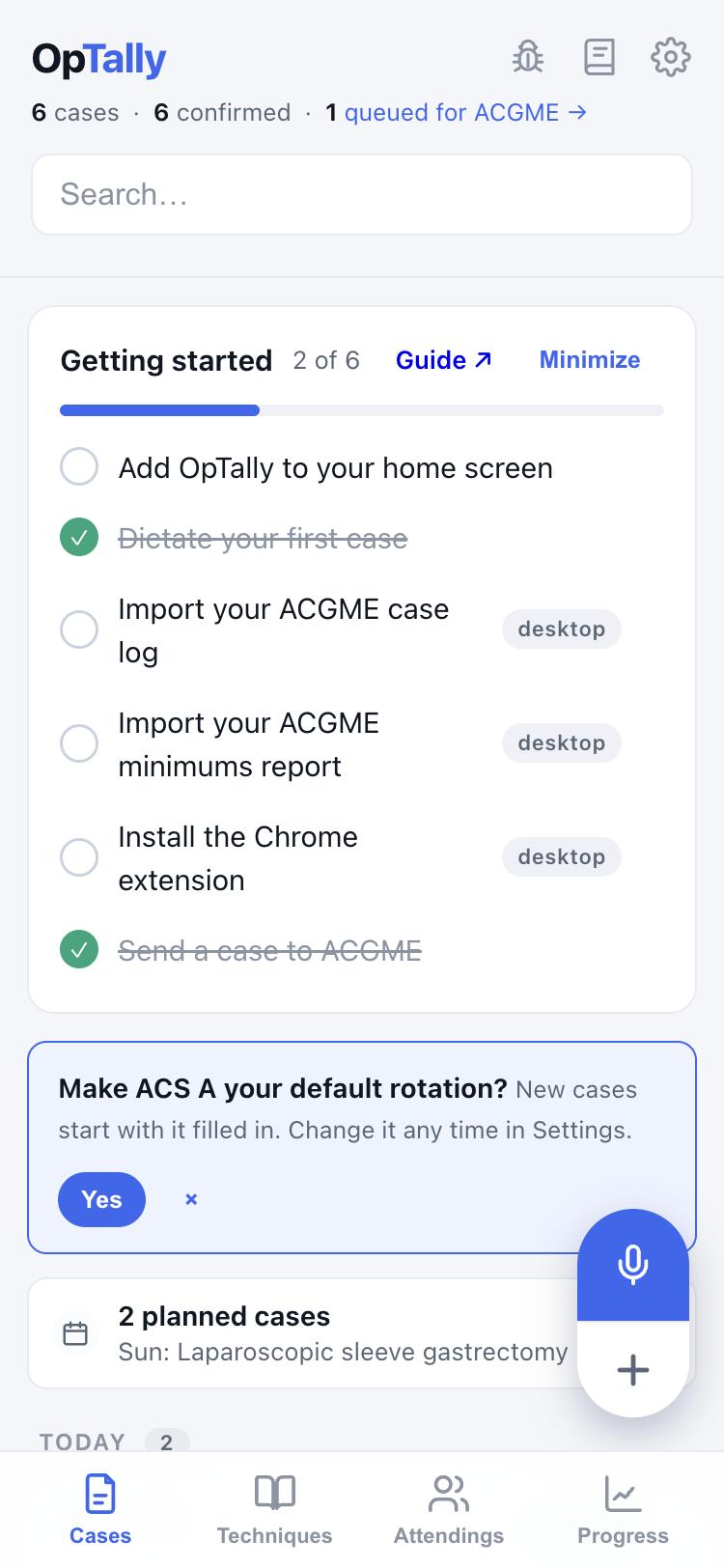 Home tab with the Getting started checklist