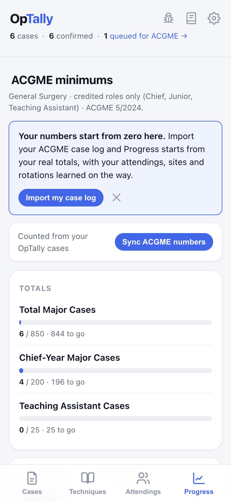 Progress tab on a phone